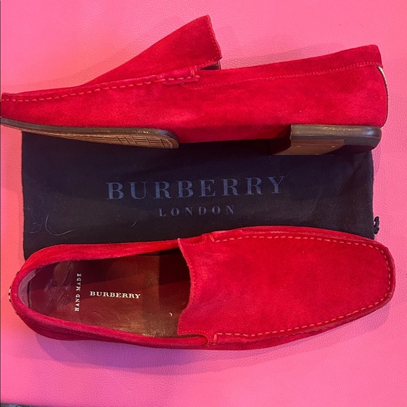 Burberry Women’s Vibrant Red Suede Slip-Ons ***Never worn*** size 7.5